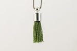17mm-20mm Silver and Olive Tassel #TAB012-General Bead