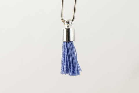 17mm-20mm Silver and Periwinkle Tassel #TAB013-General Bead