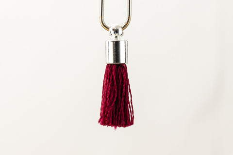 17mm-20mm Silver and Burgundy Tassel #TAB015-General Bead