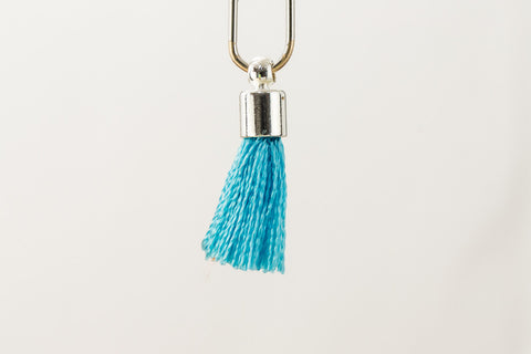 17mm-20mm Silver and Turquoise Tassel #TAB016-General Bead