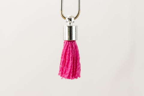 17mm-20mm Silver and Hot Pink Tassel #TAB017-General Bead