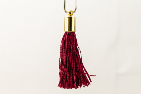 27mm- 30mm Gold and Burgundy Tassel #TAC015-General Bead