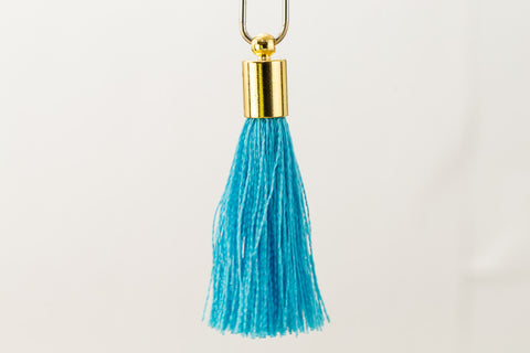 27mm- 30mm Gold and Turquoise Tassel #TAC016-General Bead