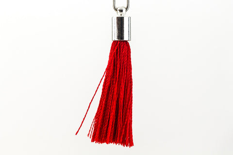 27mm- 30mm Silver and Crimson Tassel #TAD005-General Bead