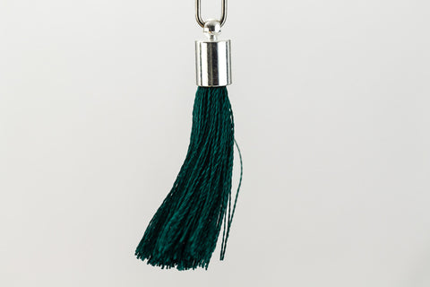 27mm- 30mm Silver and Emerald Tassel #TAD007-General Bead