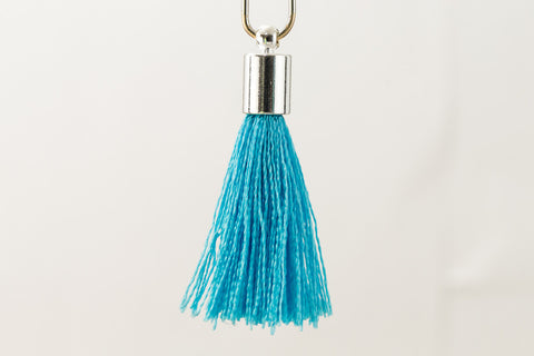 27mm- 30mm Silver and Turquoise Tassel #TAD016-General Bead