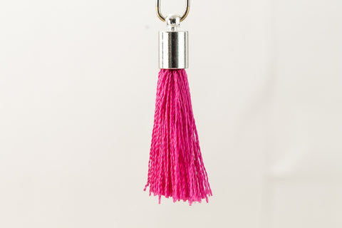27mm- 30mm Silver and Hot Pink Tassel #TAD0017-General Bead