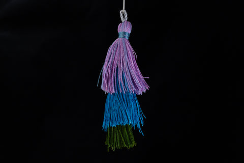 2.5" Olive/Aqua/Pink Tiered Silk Tassel #TAS023-General Bead