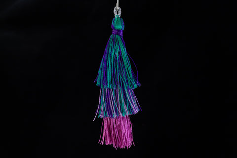 2.5" Pink/Green/Purple Tiered Silk Tassel #TAS024-General Bead