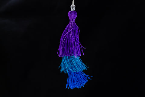 2.5" Purple/Aqua/Blue Tiered Silk Tassel #TAS026-General Bead