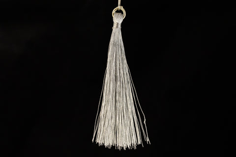 2" Metallic Antique Silver Silk Tassel #TAS038-General Bead