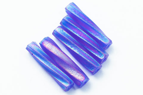 Size 4 Matte Transparent Cobalt AB Miyuki Twist Bugle (12 Gm, 125 Gm, 250 Gm) #TBB008-General Bead