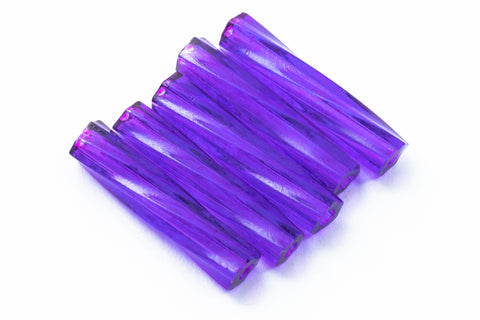 Size 4 Dyed Transparent Dark Purple Miyuki Twist Bugle (12 Gm, 125 Gm, 250 Gm) #TBA014-General Bead