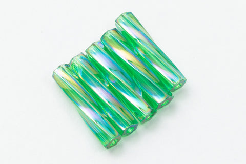 Size 4 Transparent Green AB Miyuki Twist Bugle (12 Gm, 125 Gm, 250 Gm) #TBA018-General Bead