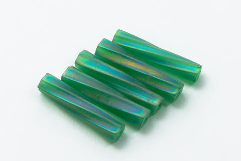Size 2 Matte Transparent Green AB Miyuki Twist Bugle (12 Gm, 125 Gm, 250 Gm) #TBC026-General Bead