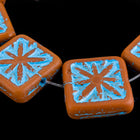 15mm Matte Coffee/Turquoise Square Compass Bead (12 Pcs) #TBL003-General Bead