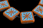 15mm Matte Coffee/Turquoise Square Compass Bead (12 Pcs) #TBL003-General Bead