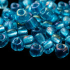 8/0 Sparkling Blue Lined Aqua AB Miyuki Triangle Seed Bead (20 Gm, 250 Gm) #TD1823