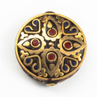 35mm Brass Flower Tibetan Coin Bead