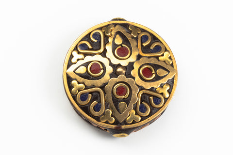 35mm Brass Flower Tibetan Coin Bead
