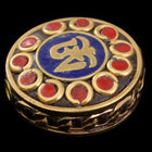 21mm Red and Lapis Tibetan Coin Bead