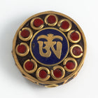 21mm Red and Lapis Tibetan Coin Bead