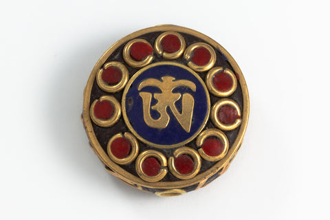 21mm Red and Lapis Tibetan Coin Bead