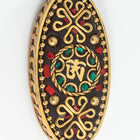 50mm x 26mm Brass Flower Tibetan Oval Coin Bead