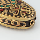 50mm x 26mm Brass Flower Tibetan Oval Coin Bead