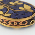 30mm x 45mm Lapis and Brass Leaf Teardrop Tibetan Bead