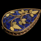 30mm x 45mm Lapis and Brass Leaf Teardrop Tibetan Bead