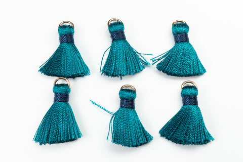 3/4" Navy and Teal Nylon Tassel (6 Pcs) #TINYTAS006