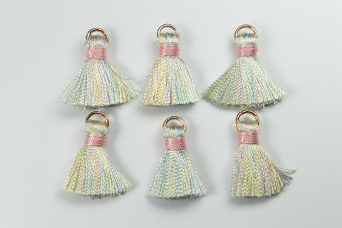 3/4" Pink and Pastel Rainbow Nylon Tassel (6 Pcs) #TINYTAS008