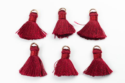 3/4" Red and Burgundy Nylon Tassel (6 Pcs) #TINYTAS009