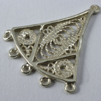24mm Sterling Silver Florentine Triangle Chandelier (2 Pcs) #TKS096-General Bead