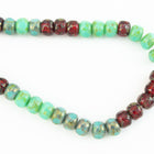 4mm x 3mm Tr. Ruby/Op. Turquoise Picasso/Silver Trica Beads (50 Pcs) #TRI103-General Bead