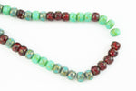 4mm x 3mm Tr. Ruby/Op. Turquoise Picasso/Silver Trica Beads (50 Pcs) #TRI103-General Bead