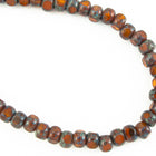 4mm x 3mm Amber/Turquoise Picasso Trica Beads (50 Pcs) #TRI106-General Bead
