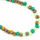 4mm x 3mm Mint/ Forest/Caramel Picasso Trica Beads (50 Pcs) #TRI109-General Bead