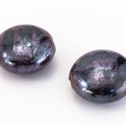 15mm Purple/Black Swirl Coin Bead (2 Pcs) #UP022-General Bead