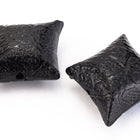 28mm Black Textured Puffy Pillow Bead #UP040-General Bead