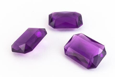 13mm x 18mm Amethyst Jewel Cut Rectangle Unfoiled Cabochon (2 Pcs) #UP043-General Bead