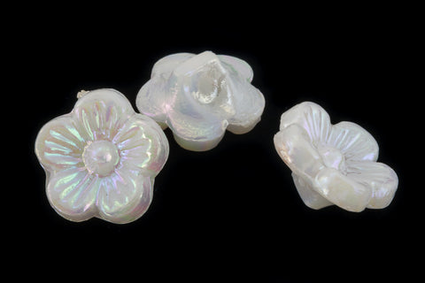 10mm White AB Flower Button (4 Pcs) #UP085-General Bead