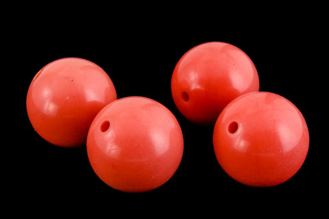 14mm Opaque Coral Round Bead (2 Pcs) #UP115-General Bead