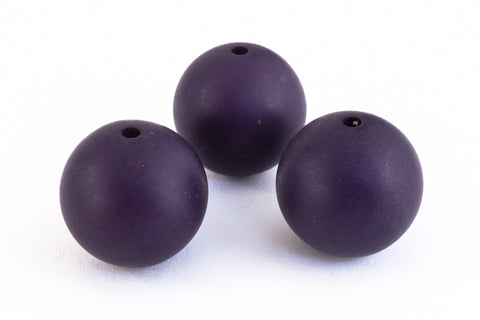 15mm Matte Metallic Purple Round Bead (4 Pcs) #UP136-General Bead