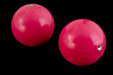 18mm Opaque Hot Pink Round Bead (2 Pcs) #UP148-General Bead
