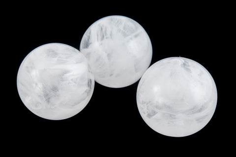 16mm Transparent White Marbled Round Bead (4 Pcs) #UP159-General Bead