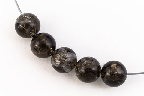 6mm White/Smoke Crackle Round Bead (5 Pcs) #UP161-General Bead