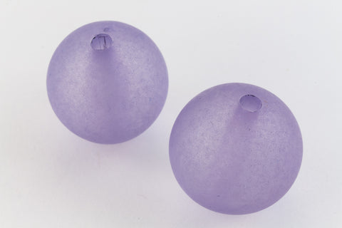 17mm Matte Transparent Amethyst Round Bead (2 Pcs) #UP164-General Bead