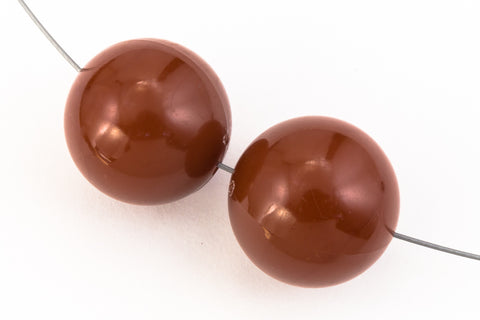 17mm Opaque Red Brown Round Bead (2 Pcs) #UP172-General Bead